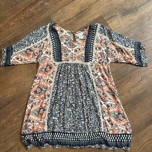 Sundance Patchwork My Favorite Dress Multicolor Boho Short Sleeve paisley